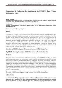 Assessing the adoption of NERICA varieties in Western Burkina Faso