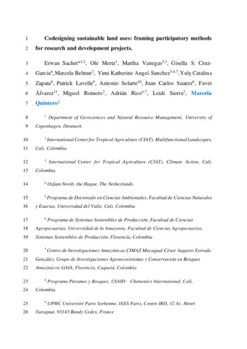 Codesigning sustainable land uses: framing participatory methods for research and development projects