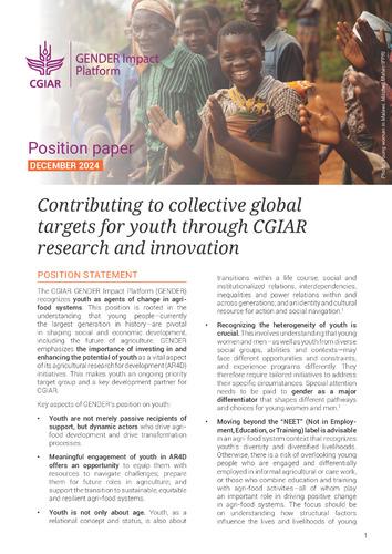 Contributing to collective global targets for youth through CGIAR research and innovation