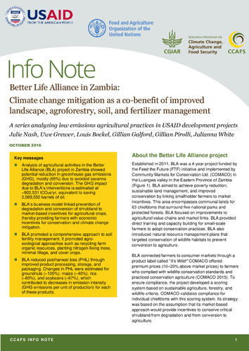 Better Life Alliance in Zambia: Climate change mitigation as a co-benefit of improved landscape, agroforestry, soil, and fertilizer management