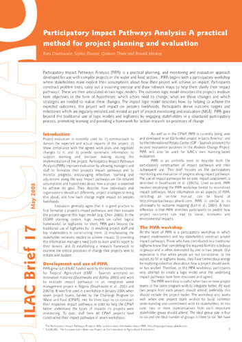 Participatory Impact Pathways Analysis: A practical method for project planning and evaluation