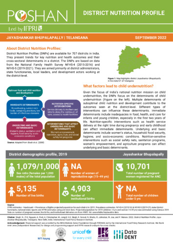 Telangana district nutrition profile: Jayashankar Bhupalapally
