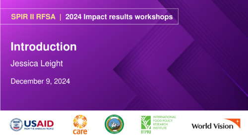 SPIR RFSA Workshop 3: Enhancing the welfare of PSNP households: Multifaceted evidence around health, gender, and livelihoods