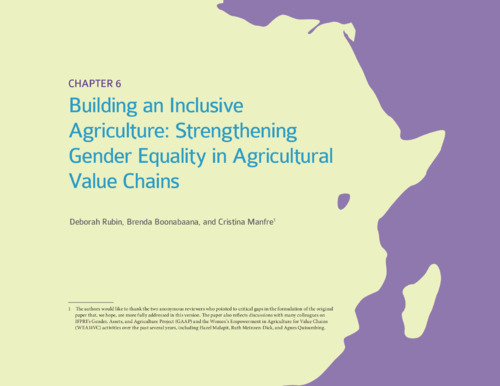 Building an inclusive agriculture: Strengthening gender equality in agricultural value chains