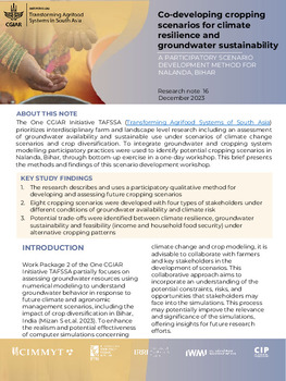Co-developing cropping scenarios for climate resilience and groundwater sustainability: A participatory scenario development method for Nalanda, Bihar