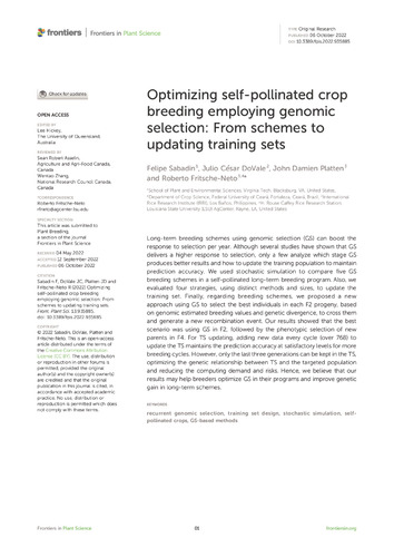 Optimizing self-pollinated crop breeding employing genomic selection: From schemes to updating training sets
