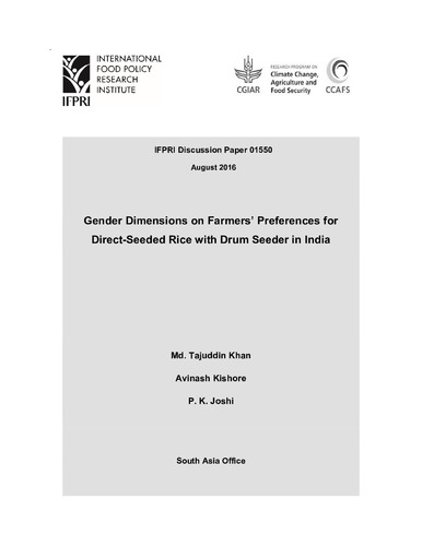 Gender dimensions on farmers’ preferences for direct-seeded rice with drum seeder in India