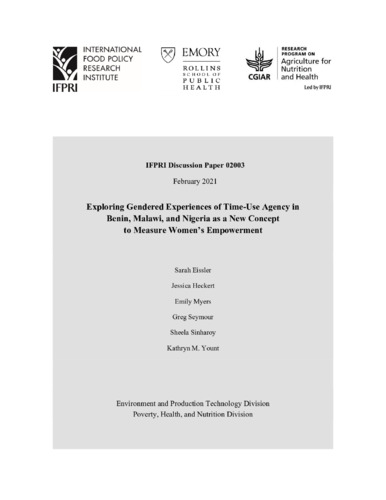 Exploring gendered experiences of time-use agency in Benin, Malawi, and Nigeria as a new concept to measure women’s empowerment