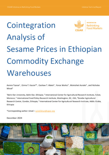 Cointegration analysis of sesame prices in Ethiopian commodity exchange warehouses