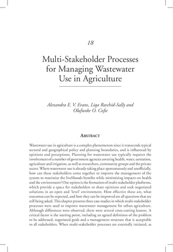 Multi-stakeholder processes for managing wastewater use in agriculture