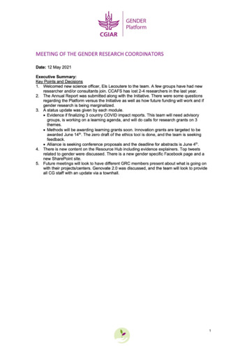 CGIAR GENDER Platform gender research coordinators meeting minutes, 12 May 2021