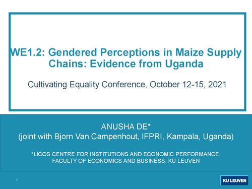 WE1.2: Gendered perceptions in Maize supply chains: Evidence from Uganda