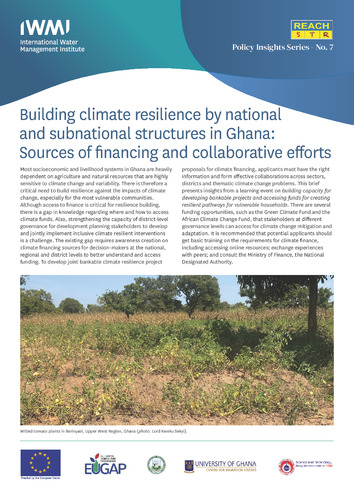 Building climate resilience by national and subnational structures in Ghana: sources of financing and collaborative efforts