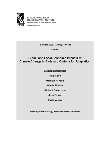Global and local economic impacts of climate change in Syria and options for adaptation
