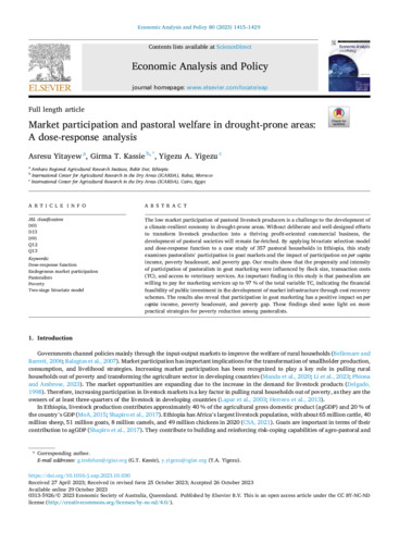 Market participation and pastoral welfare in drought-prone areas: A dose-response analysis