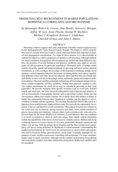 Predicting self-recruitment in marine populations: biophysical correlates and mechanisms