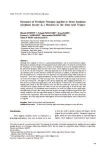 Dynamics of Fertilizer Nitrogen Applied to Sweet Sorghum (Sorghum bicolor (L.) Moench) in the Semi-Arid Tropics