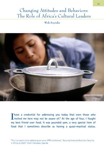 Changing attitudes and behaviors - The role of Africa's cultural leaders: IFPRI 2006-2007 Annual Report Essay