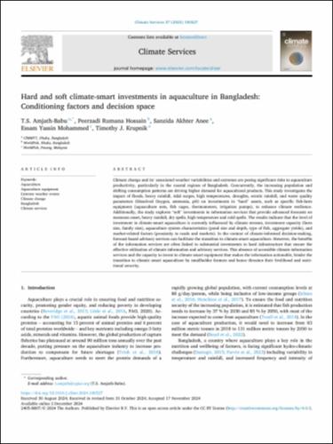 Hard and soft climate-smart investments in aquaculture in Bangladesh: Conditioning factors and decision space