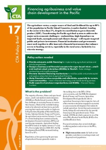 Financing agribusiness and value chain development in the Pacific