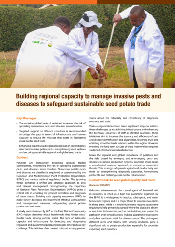 Building regional capacity to manage invasive pests and diseases to safeguard sustainable seed potato trade
