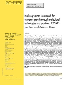 Involving women in research for economic growth through agricultural technologies and practices: ICRISAT’s initiatives in sub-Saharan Africa