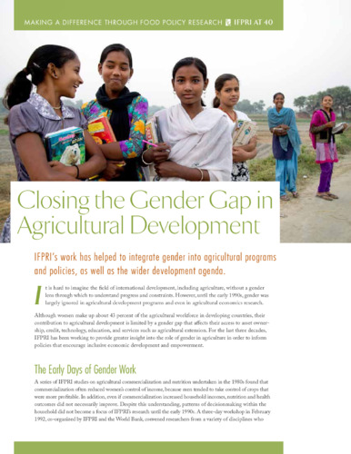 Closing the gender gap in agricultural development