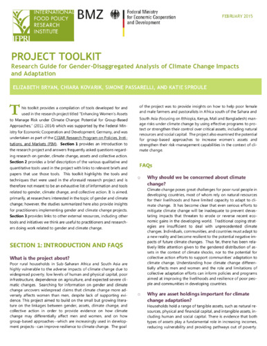 Research guide for gender-disaggregated analysis of climate change impacts and adaptation