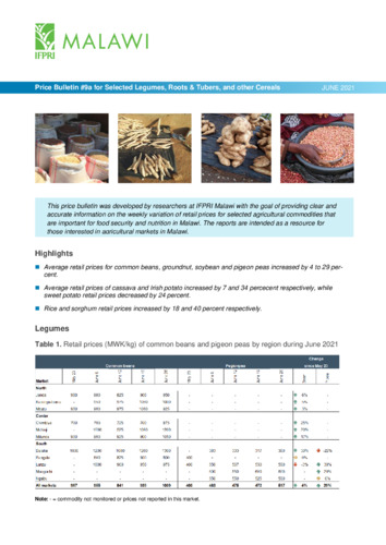 Selected legumes, roots & tubers and other cereals, June 2021