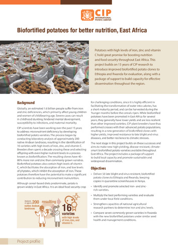 Biofortified potatoes for better nutrition, East Africa. Project profile.