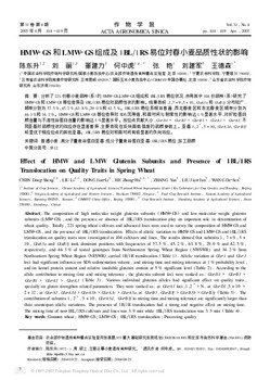 Effect of HMW and LMW glutenin subunits and presence of 1BL/1RS translocation on quality traits in spring wheat
