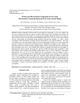 Protein and micronutrient composition of low value fish products commonly marketed in the Lake Victoria region