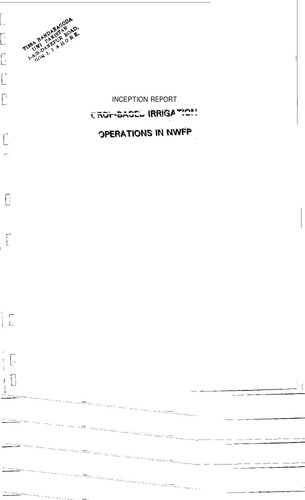 Inception report on the Technical Assistance study (T.A. No. 1481-PAK): Crop based irrigation operations in the NWFP