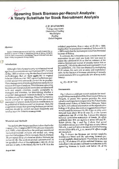 Spawning stock biomass-per-recruit analysis: a timely substitute for stock recruitment analysis