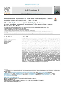 Balanced nutrient requirements for maize in the Northern Nigerian Savanna: parameterization and validation of QUEFTS model