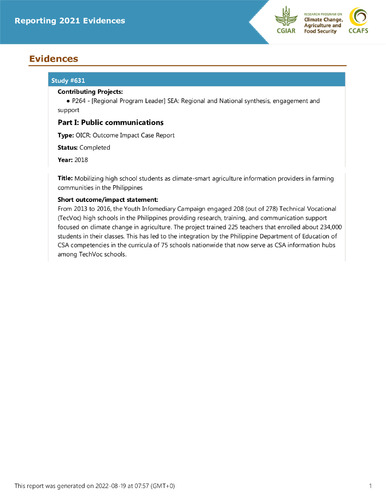 Mobilizing high school students as climate-smart agriculture information providers in farming communities in the Philippines