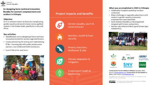 Co-designing socio-technical Innovation bundles for women’s empowerment and resilient in Ethiopia