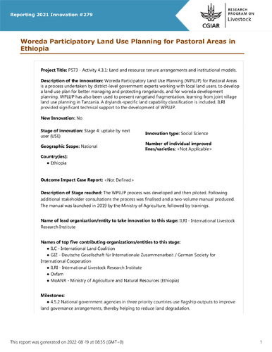Woreda Participatory Land Use Planning for Pastoral Areas in Ethiopia