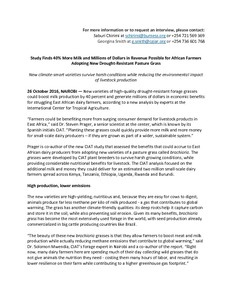 Study finds 40% more milk and millions of dollars in revenue possible for African farmers adopting new drought-resistant pasture grass: New climate-smart varieties survive harsh conditions while reducing the environmental impact of livestock production