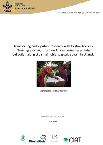 Transferring participatory research skills to stakeholders: Training extension staff on African swine fever data collection along the smallholder pig value chain in Uganda