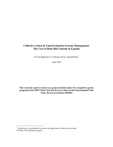 Collective action in canal irrigation systems management: the case of Doho Rice Scheme in Uganda