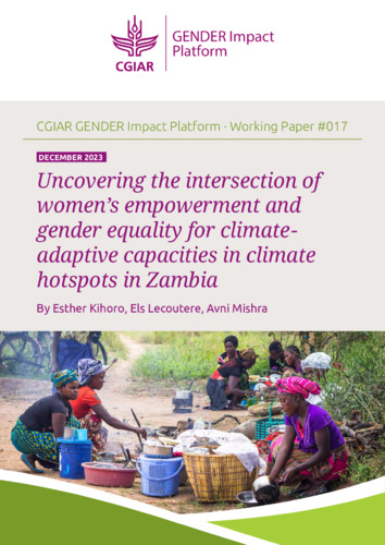 Uncovering the intersection of women's empowerment and gender equality for climate adaptive capacities in climate hotspots in Zambia