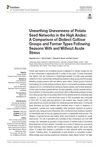 Unearthing Unevenness of Potato Seed Networks in the High Andes: A Comparison of Distinct Cultivar Groups and Farmer Types Following Seasons With and Without Acute Stress