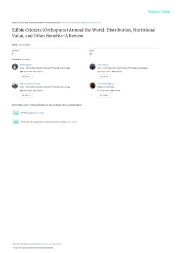 Edible crickets (Orthoptera) around the world: distribution, nutritional value, and other benefits - a review