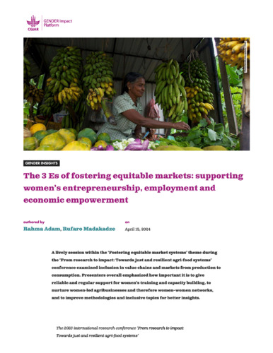 The 3 Es of fostering equitable markets: supporting women’s entrepreneurship, employment and economic empowerment