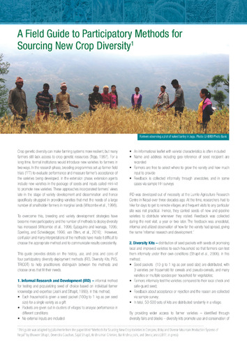 A field guide to participatory methods for sourcing new crop diversity.