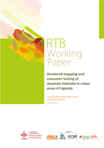 Gendered mapping and consumer testing of steamed matooke in urban areas of Uganda