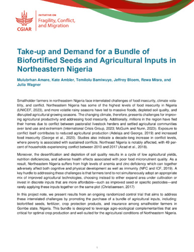 Take-up and demand for a bundle of biofortified seeds and agricultural inputs in northeastern Nigeria