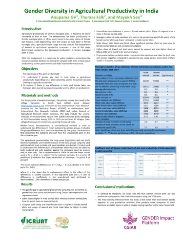 Gender differences in agricultural productivity in India: Empirical analysis using micro-level panel data
