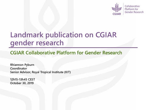 Crafting the Next Generation of CGIAR Gender Research